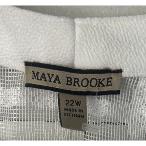 MAYA BROOKE NWT Duster Windowpane Sheer Mesh Open Duster Jacket White 22W - Picture 3 of 6